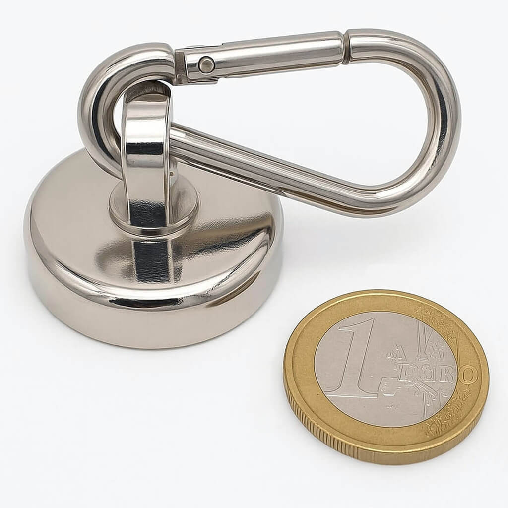 Aimant avec mousqueton Ø32mm, puissance 28kg 47 Aimant avec mousqueton Ø32mm, puissance 28kg