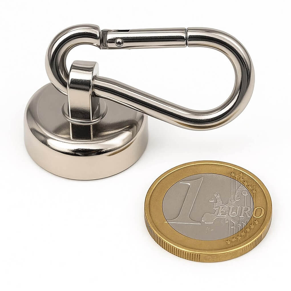 Aimant avec mousqueton Ø25mm, puissance 17kg 46 Aimant avec mousqueton Ø25mm, puissance 17kg